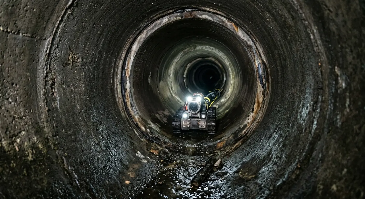 Robotic sewer camera inspecting pipe interior for Drain Snake Service in Concord
